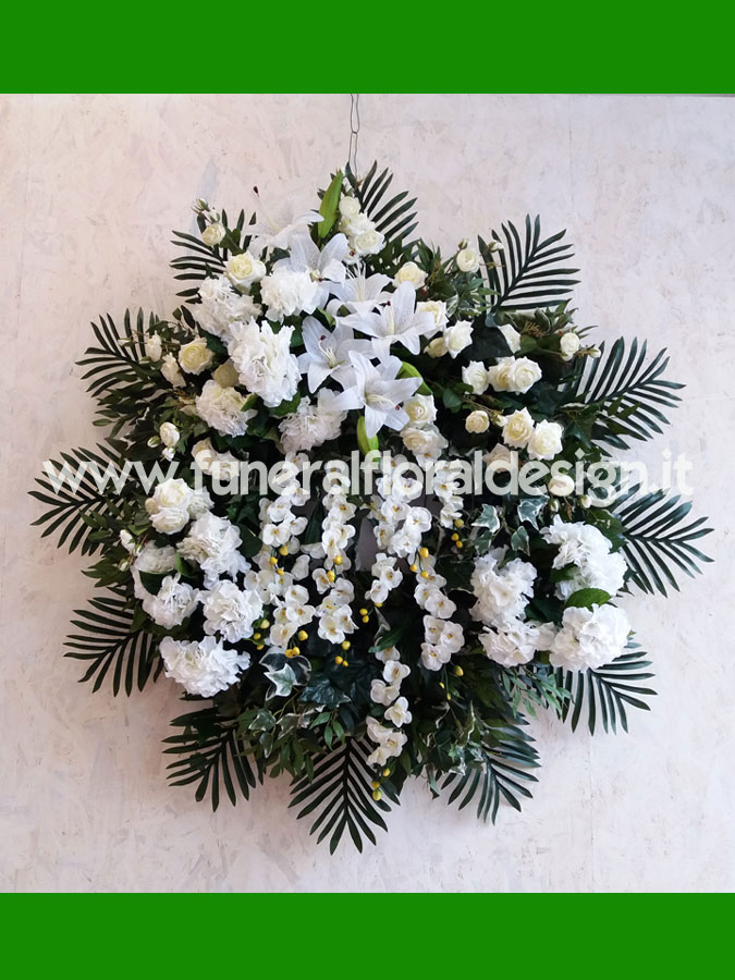 Corona funebre fiori artificiali Corona funeraria fiori finti bianchi